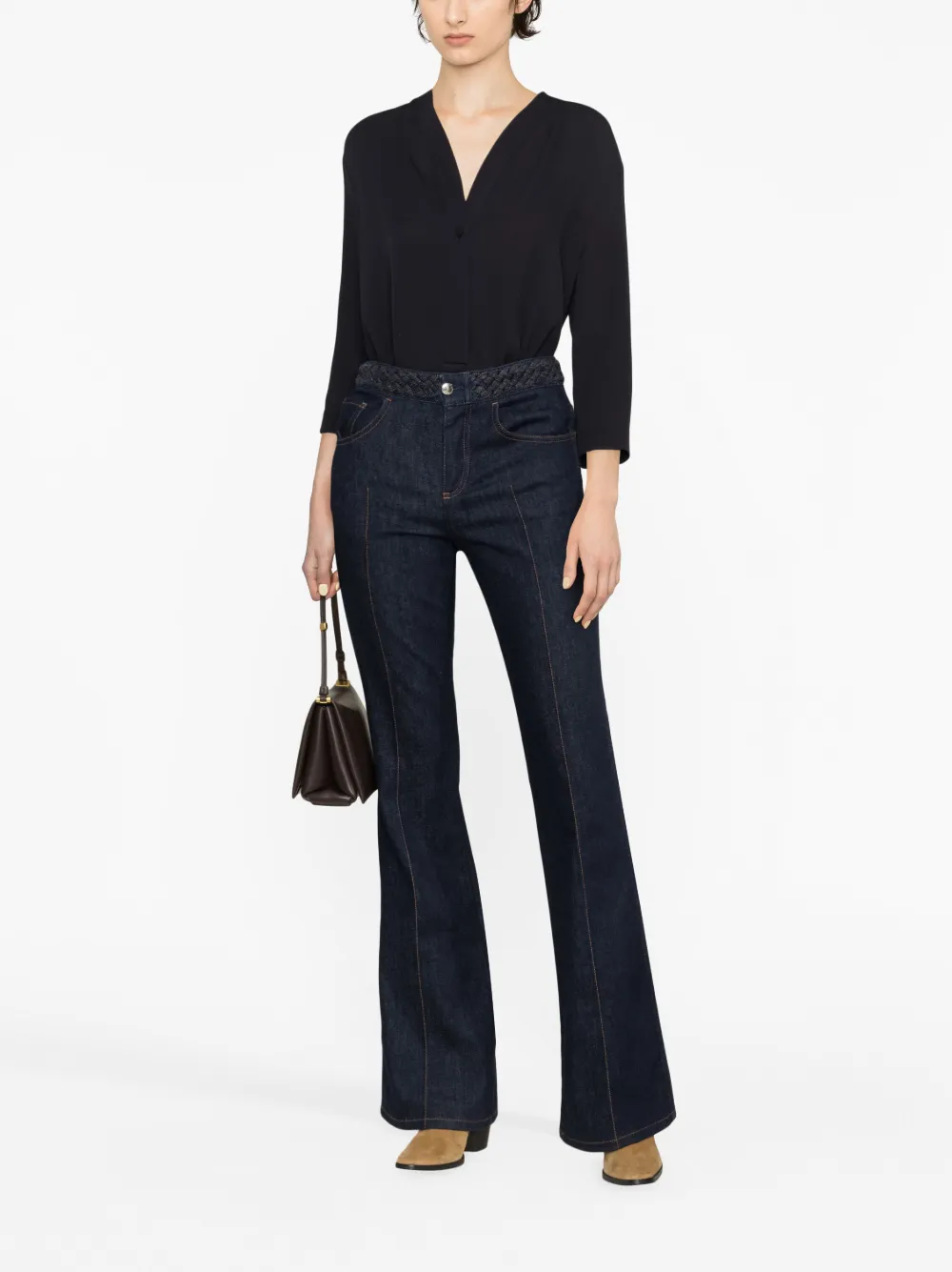 Giorgio Armani Blouse met V-hals - Blauw