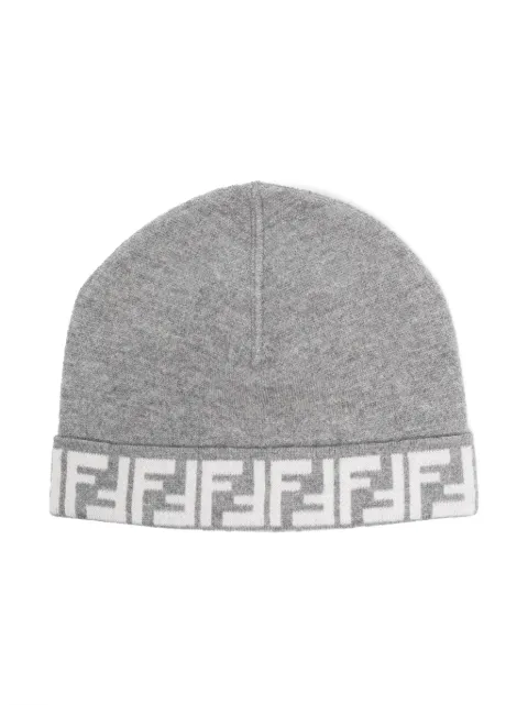 Fendi Kids logo-intarsia turn-up beanie