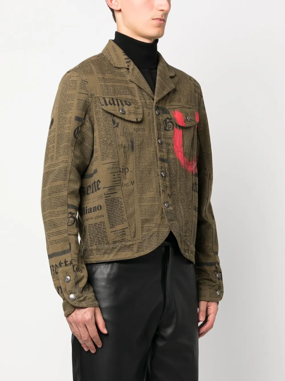 John Galliano Pre-Owned 1990s Gazette print cotton jacket | Smart