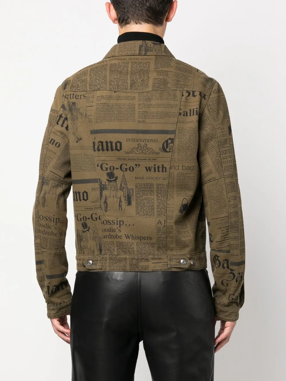 John Galliano Pre-Owned 1990s Gazette print cotton jacket | Smart