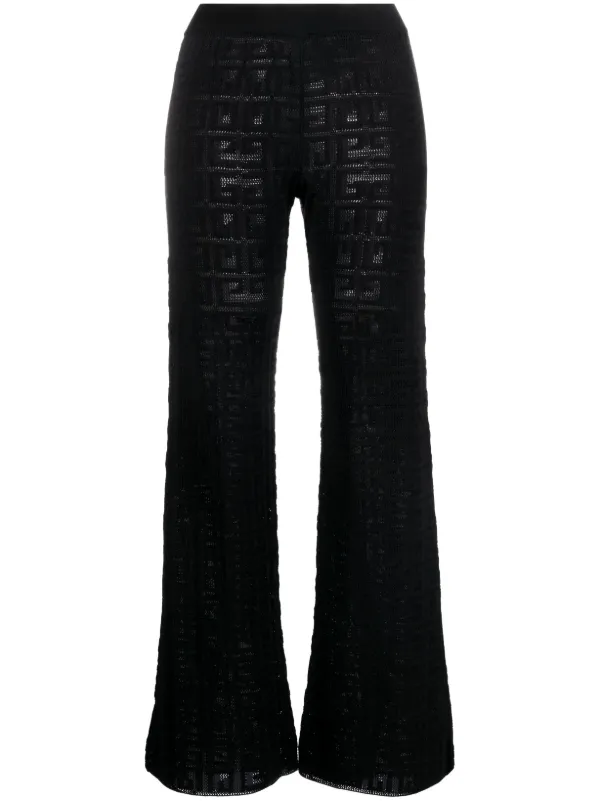 Givenchy Logo Intarsia-knit Flared Trousers in Black