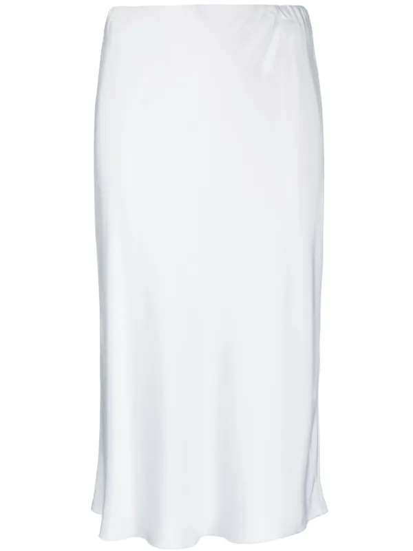 Theory satin-finish Silk Midi Skirt | Grey | FARFETCH