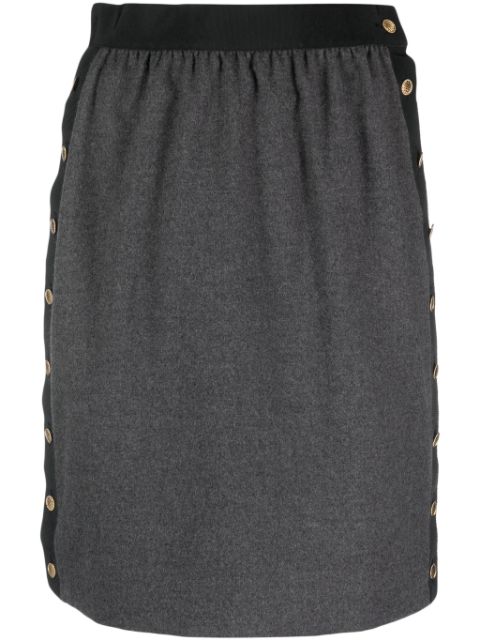 CHANEL 1990s button-embellished wool skirt Women