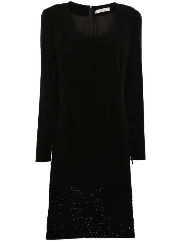 Christian Dior Pre-Owned 1990s bead-detailing Midi Dress | Black | FARFETCH