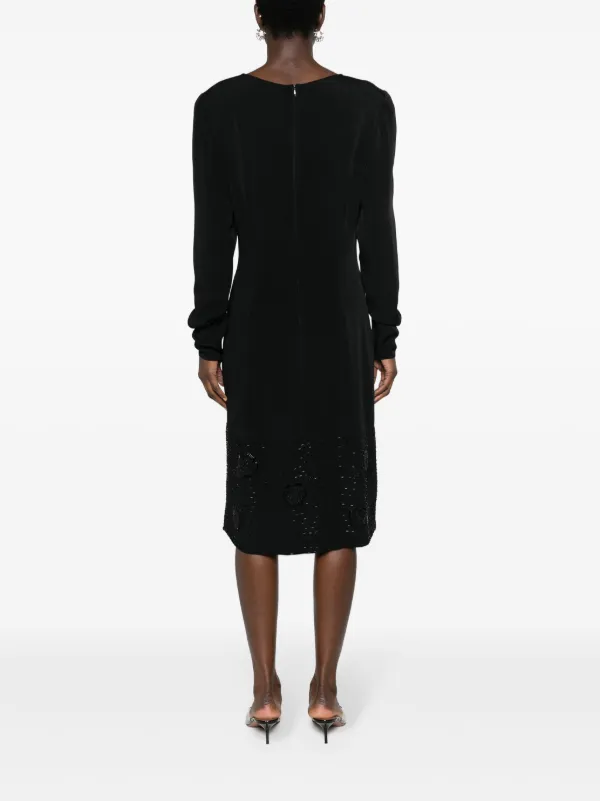 Christian Dior Pre-Owned 1990s bead-detailing Midi Dress | Black | FARFETCH Christian Dior Pre-Owned 1990s bead-detailing Midi Dress | Black | FARFETCH