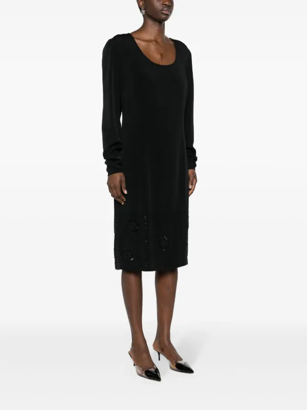 Christian Dior Pre-Owned 1990s bead-detailing Midi Dress Black