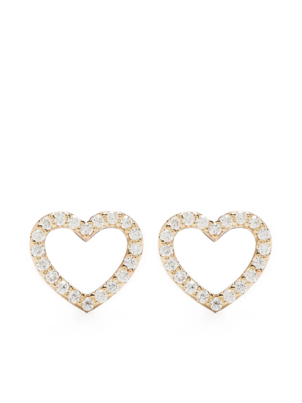 Veynou Heart-motif Crystal-embellished Stud Earrings In Gold