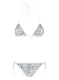 Oséree sequin-embellished triangle bikini set - Silver