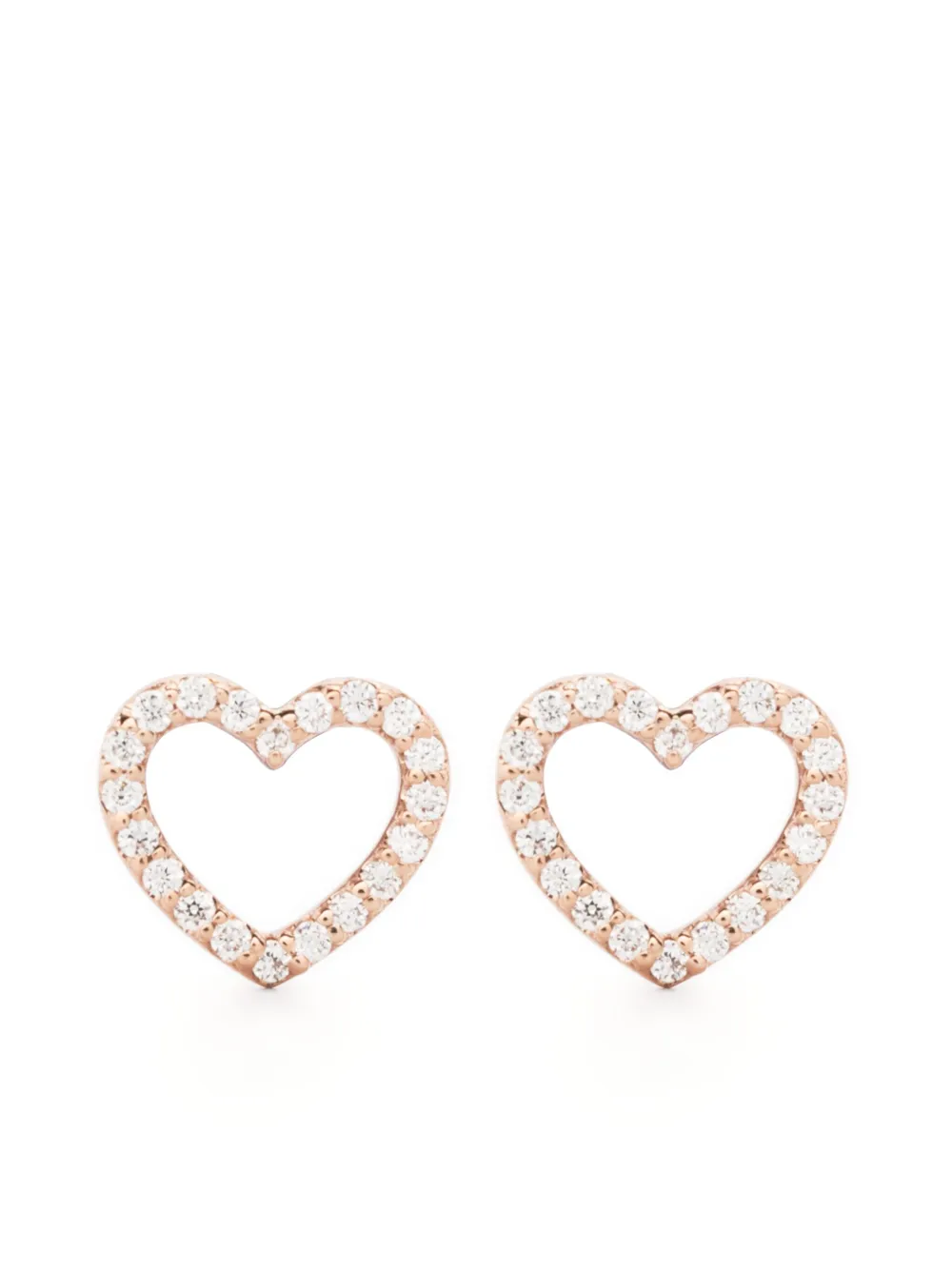 Veynou Crystal-embellished Heart-motif Stud Earrings In Rosa