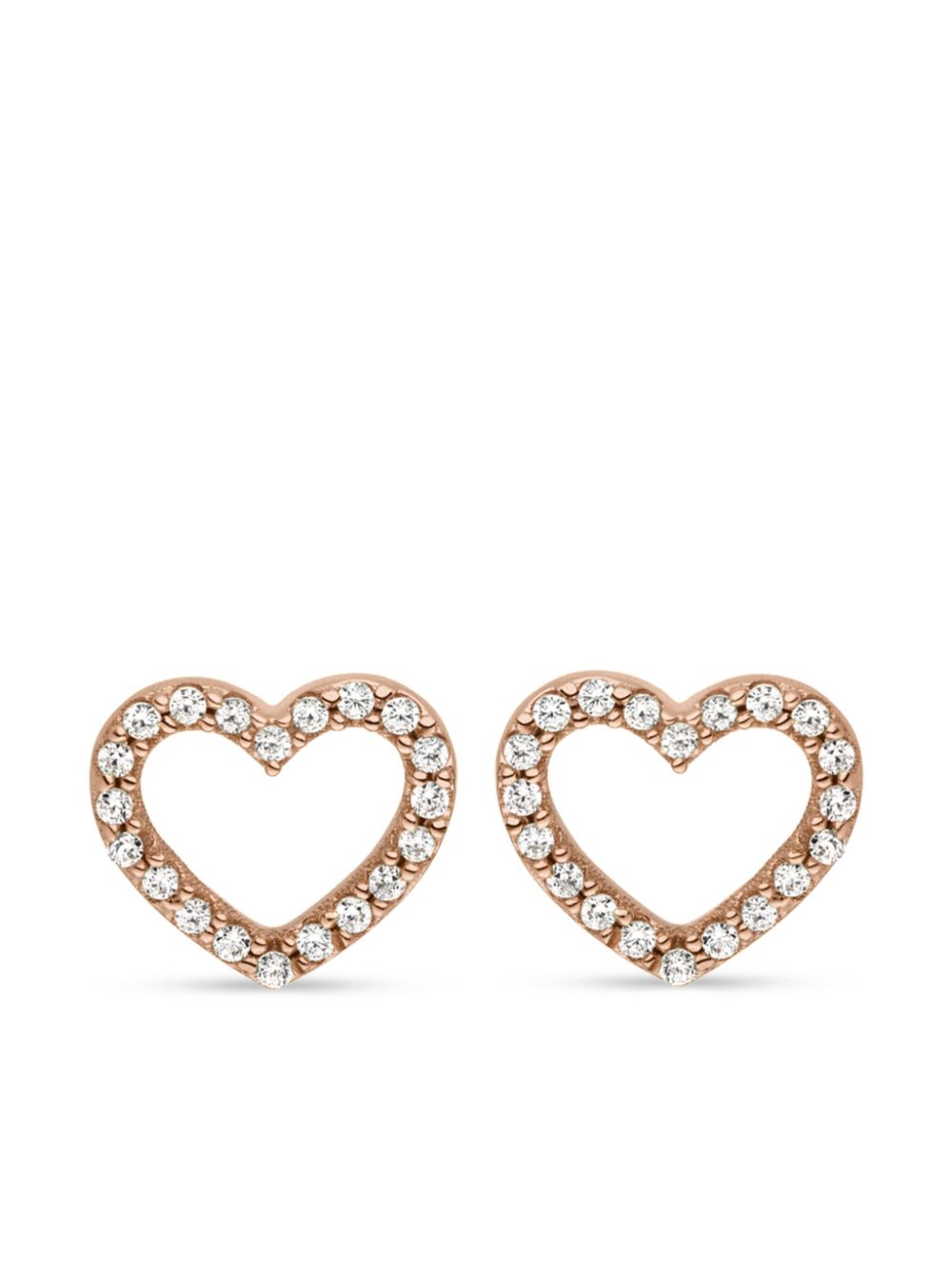 14k rose gold Heart diamond stud earrings