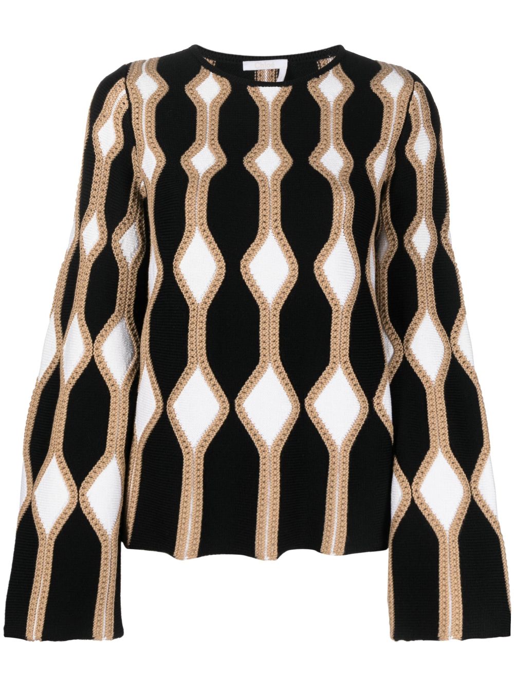 Shop Chloé Crochet-knit Long-sleeve Top In Brown
