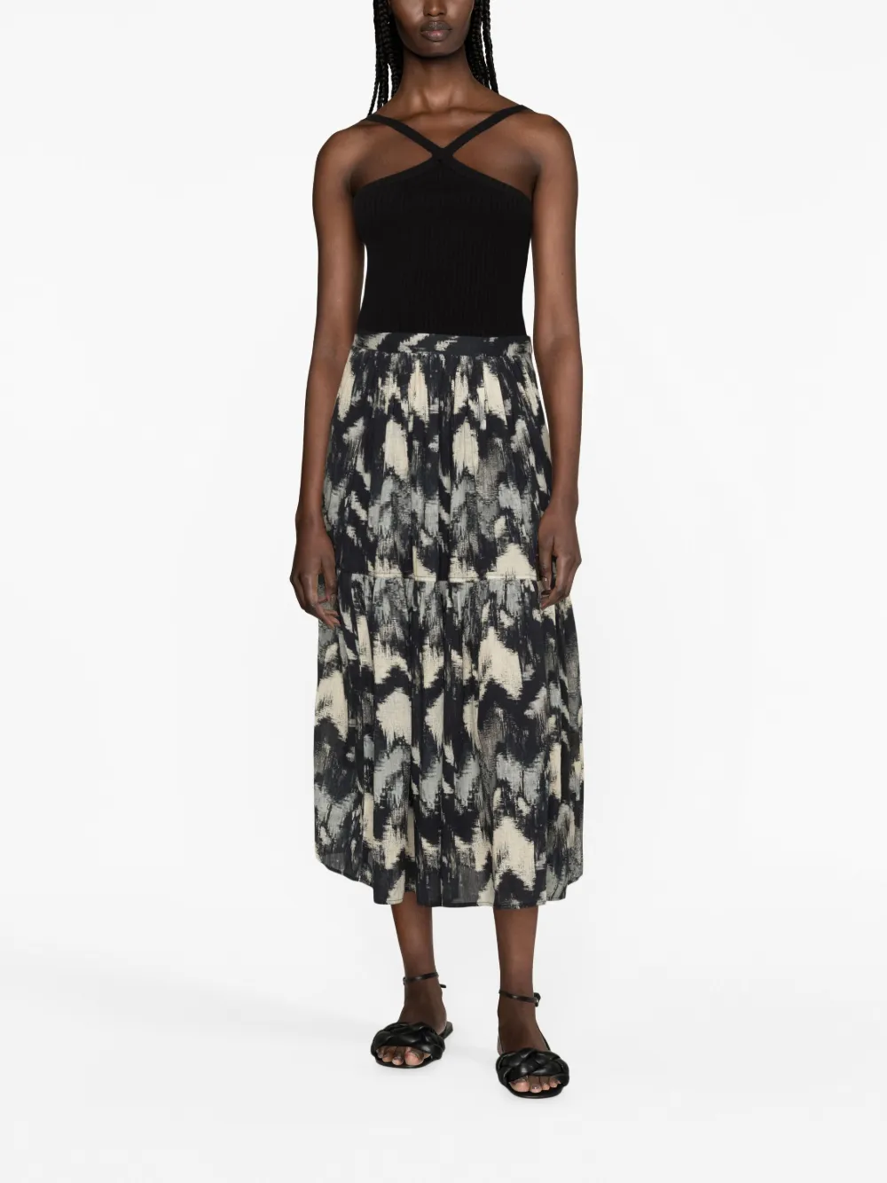 Ba&Sh Amalia abstract-print maxi skirt - Zwart