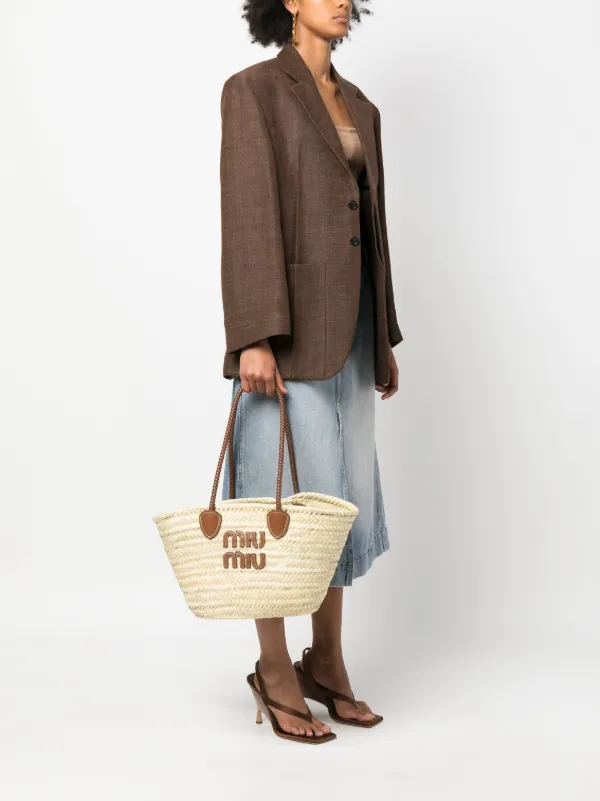 Miu Miu logo-patch Tote Bag | Neutrals | FARFETCH PL