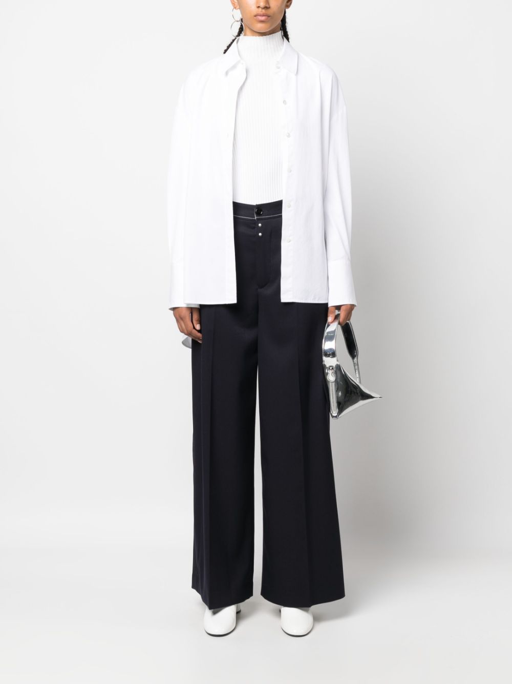 MM6 Maison Margiela high-waisted wide-leg trousers - Blauw