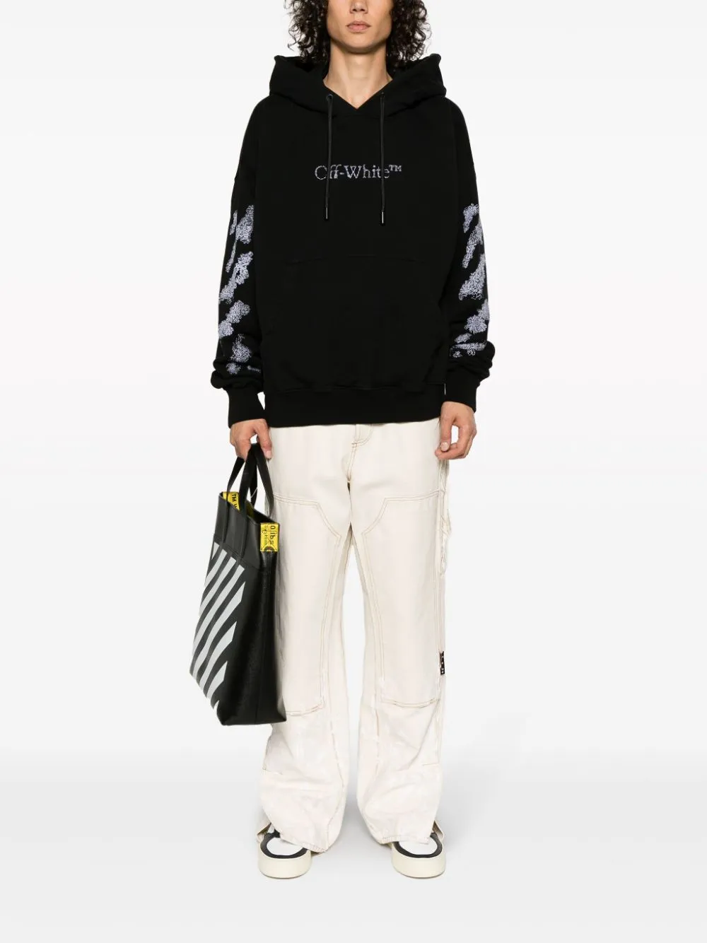 Off-White Katoenen hoodie Zwart