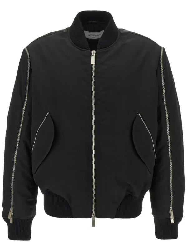 Off White zip up Bomber Jacket Black FARFETCH IE