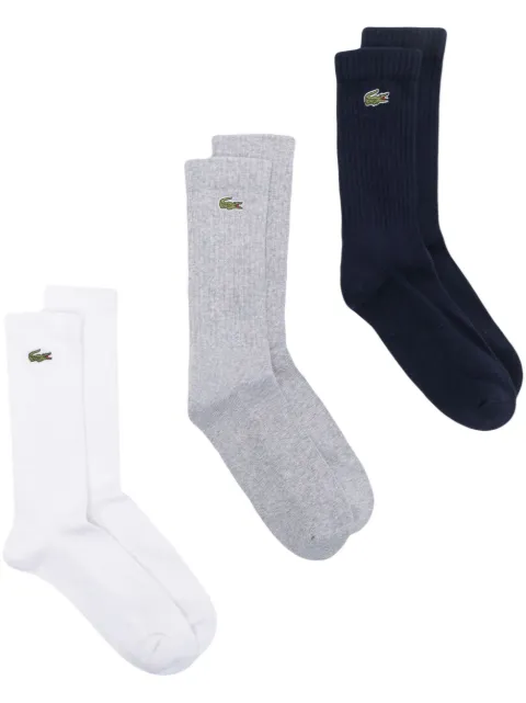 Lacoste logo-embroidered ribbed-knit socks (set of three)