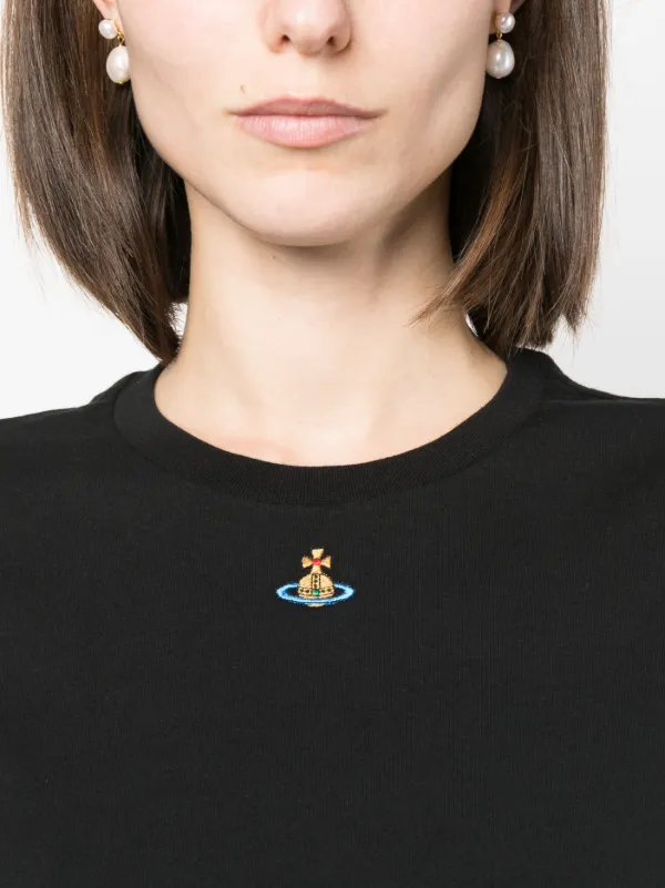 Vivienne Westwood Orb logo-embroidery Cotton T-shirt | Black