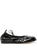 Simone Rocha heart-toe patent leather ballerina shoes - Black
