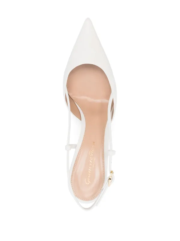 【Gianvito Rossi】 Ascent 85レザースリングバックパンプス ブラス Ascent 85 メタリックレザー スリングバックパンプス