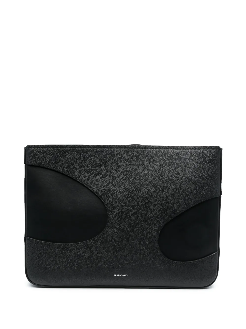 Shop Ferragamo Cut-out Detail Leather Portfolio Case In Black