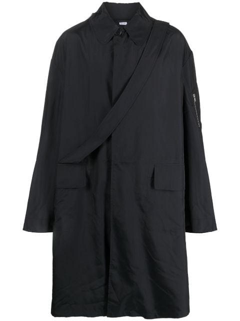 Random Identities strap-detail midi raincoat