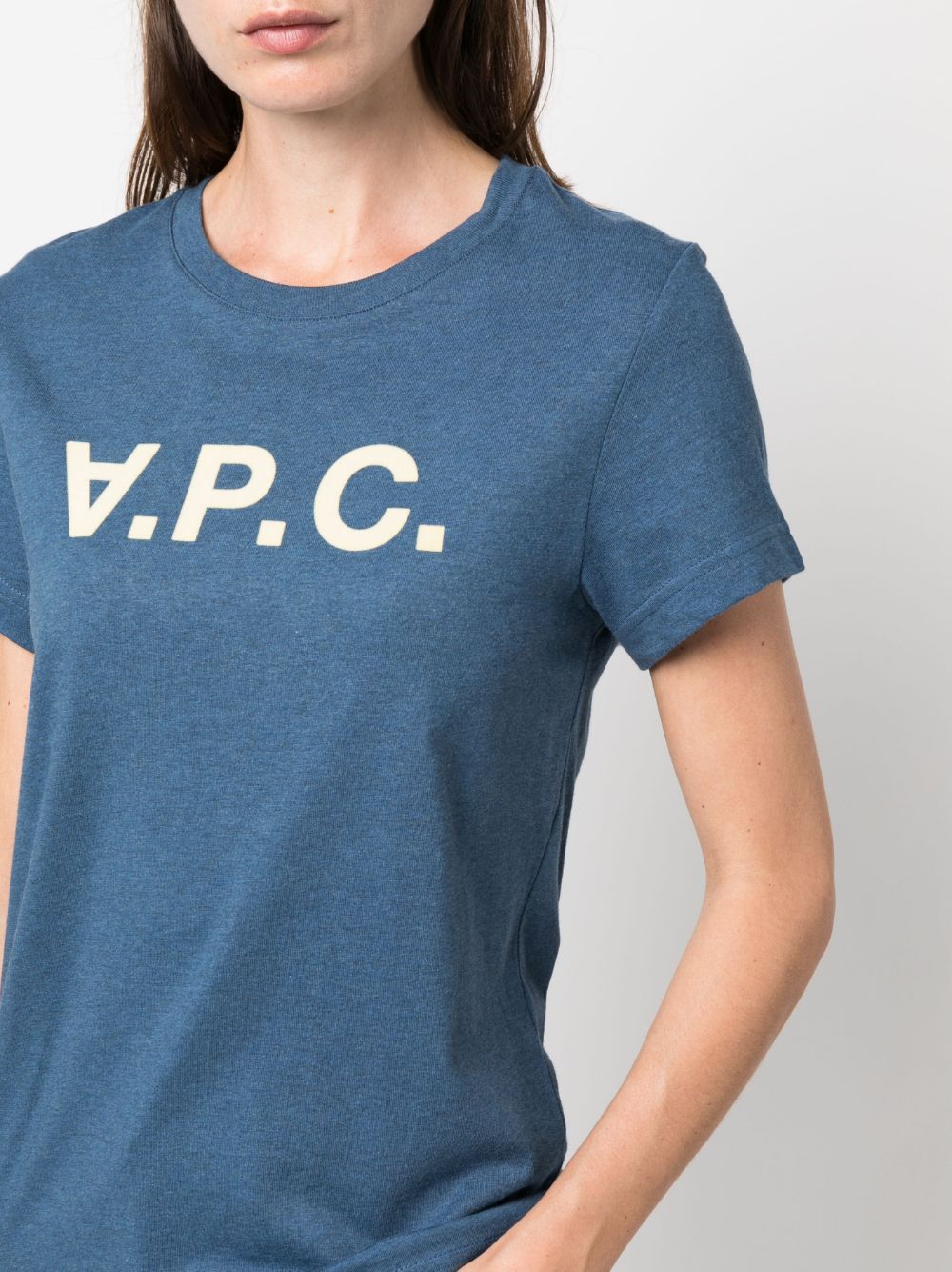 Shop Apc Vpc Logo-flocked Cotton T-shirt In Blue