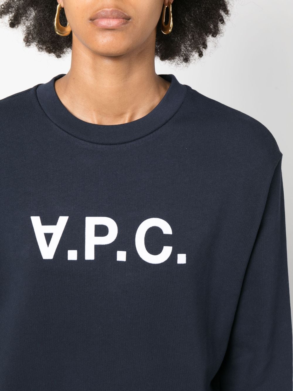 Shop Apc Vpc Logo-print Cotton Sweatshirt In Blue