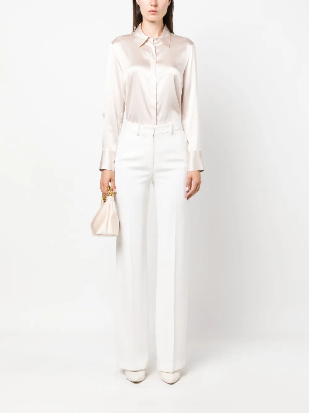 Peserico long-sleeved silk-satin shirt - Beige
