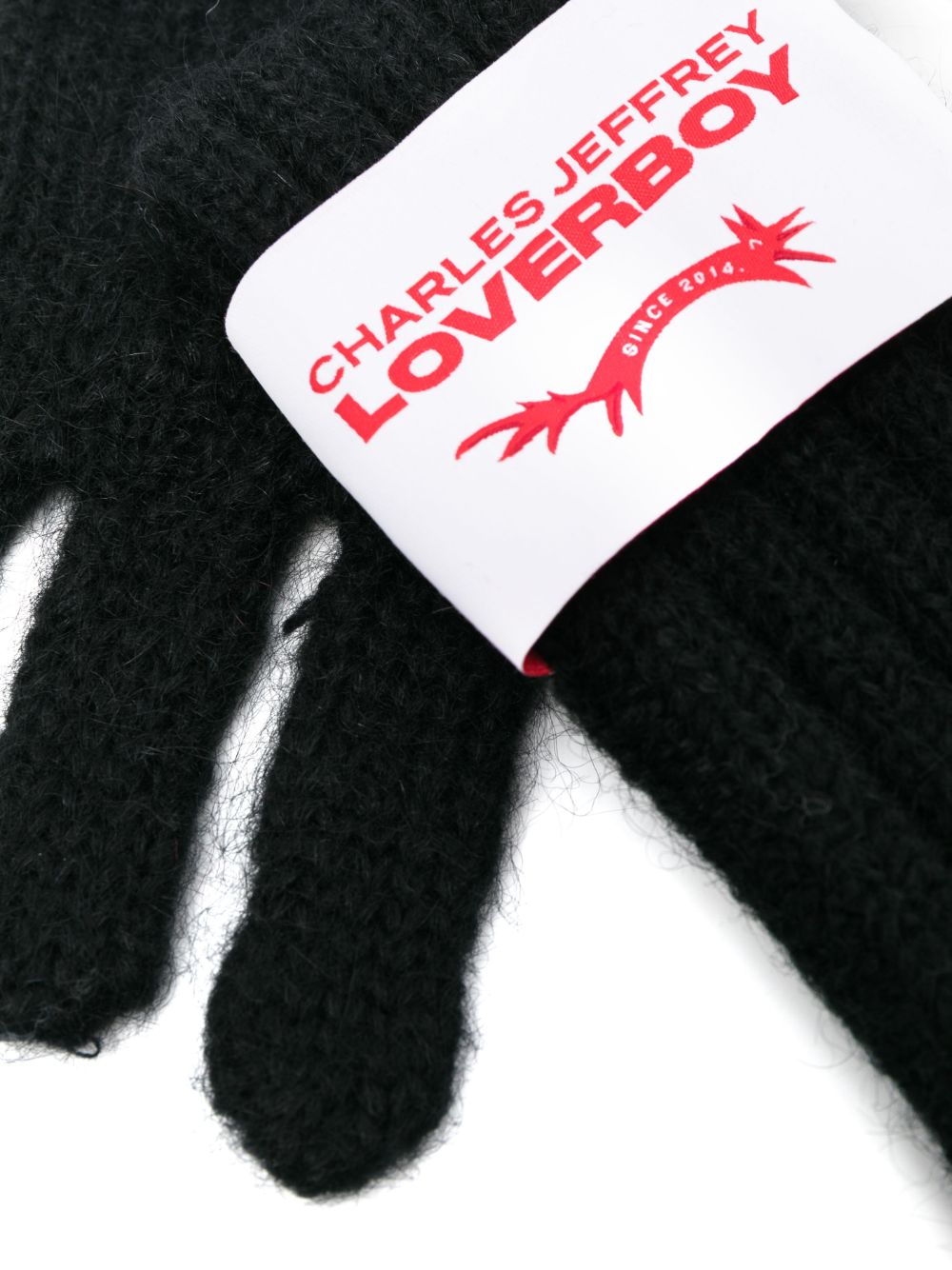 Image 2 of Charles Jeffrey Loverboy logo-patch knitted gloves