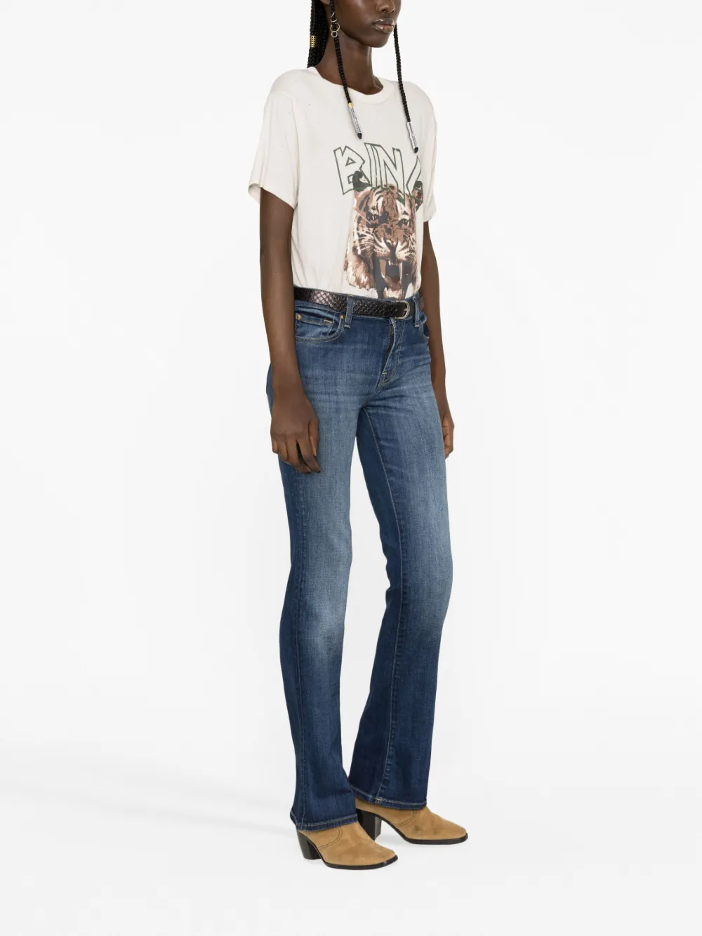 7 For All Mankind Low-rise Flared Jeans In Blue