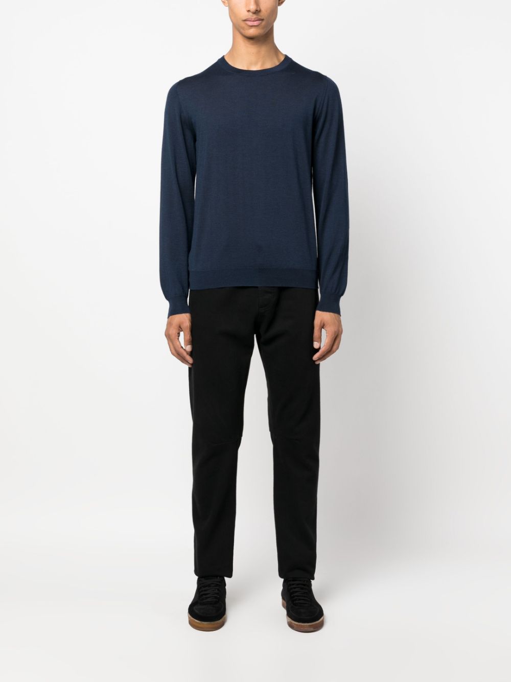 Kiton crew-neck cashmere-blend jumper - Blauw