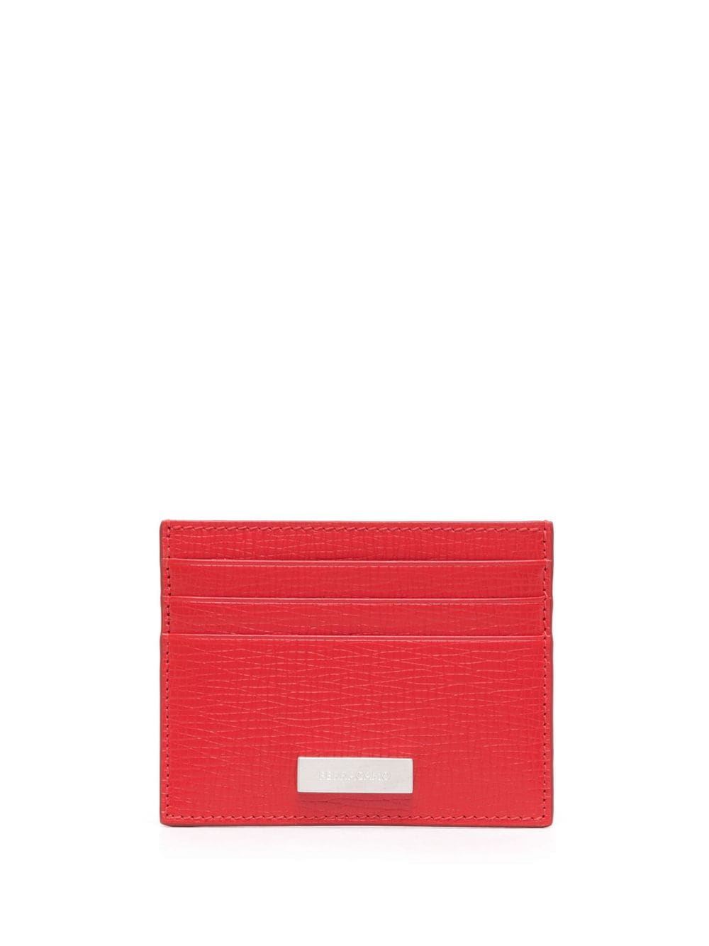 Ferragamo Gancini Logo-embellished Textured-leather Cardholder In Red