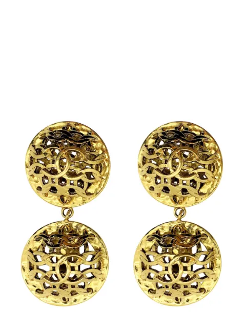Jennifer Gibson Jewellery Vintage Chanel Double Orb Statement Logo Earrings 1980s