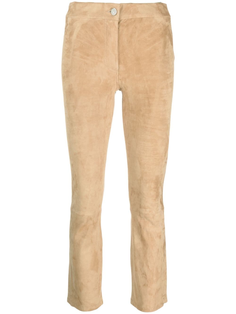 Arma Cropped Leather Trousers In Nude