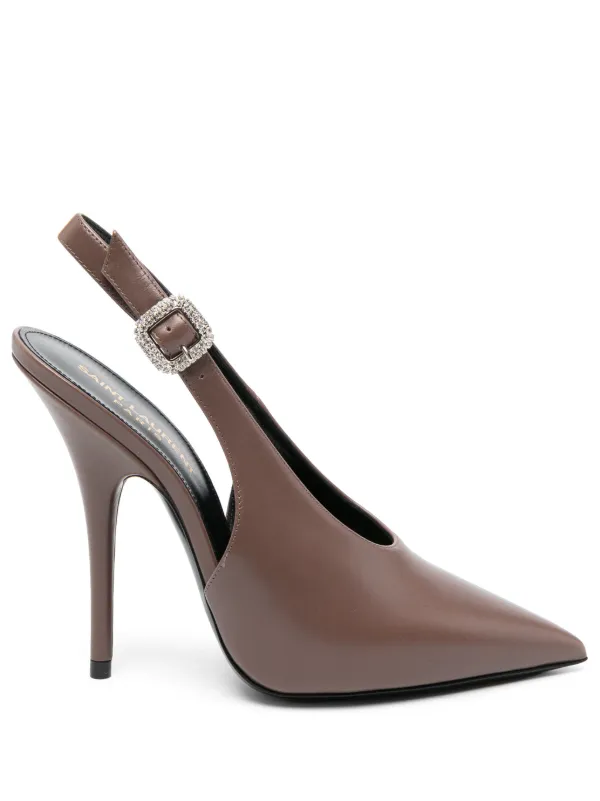 Saint Laurent Yasmeen 125mm Slingback Pumps in Brown