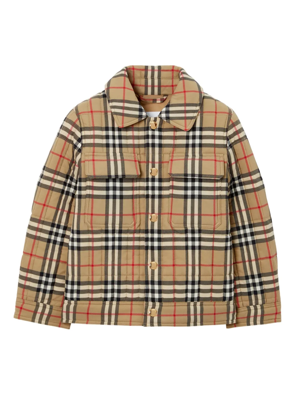 Burberry Kids Vintage Check pattern Quilted Jacket Neutrals FARFETCH