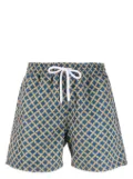 Frescobol Carioca Treliça-print drawstring swim shorts - Blue