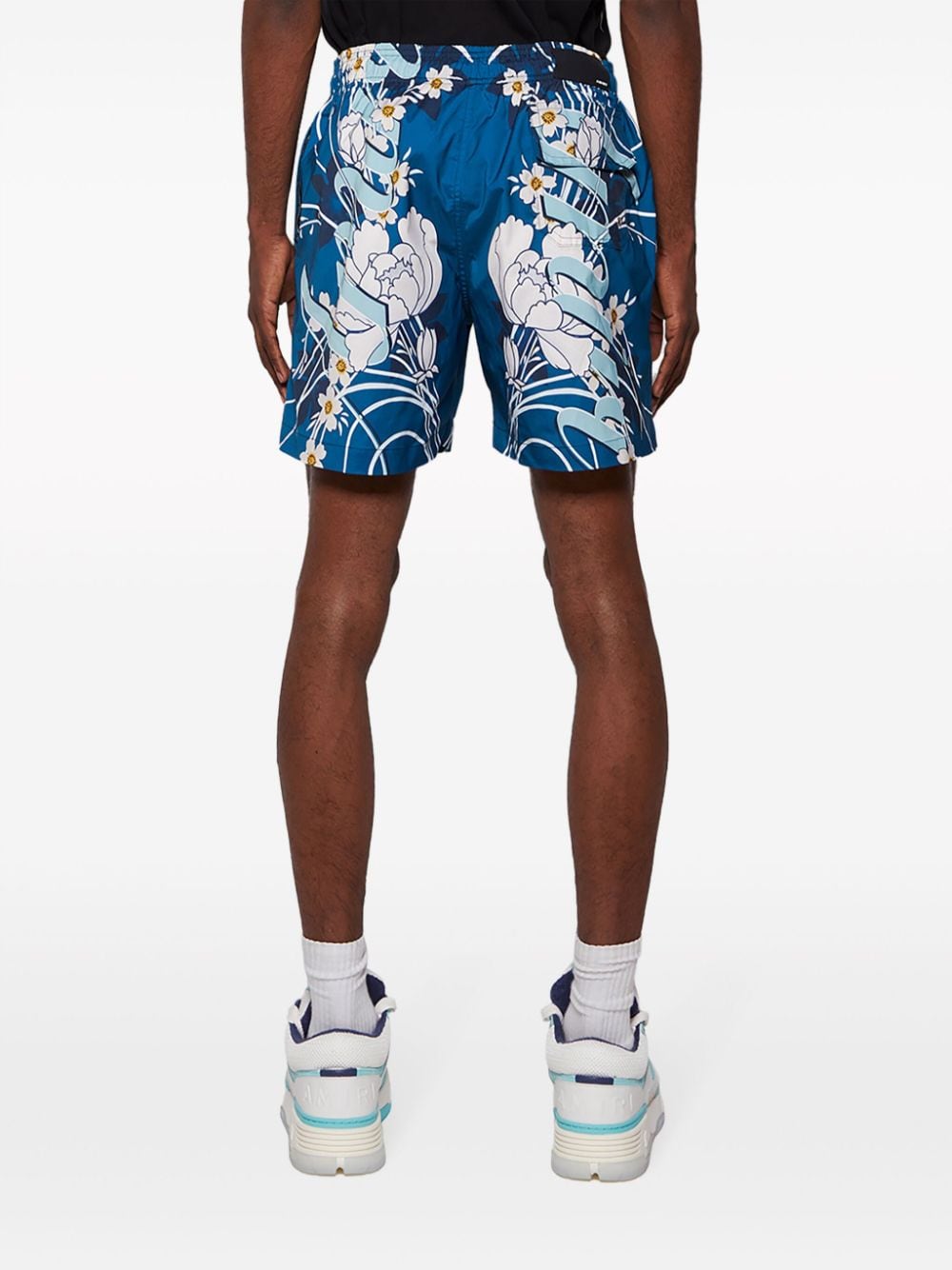 Shop Amiri Floral-print Swim Shorts In Blue