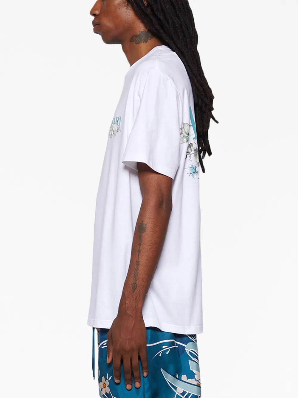 Amiri washed t-shirt ladder text printing short sleeves