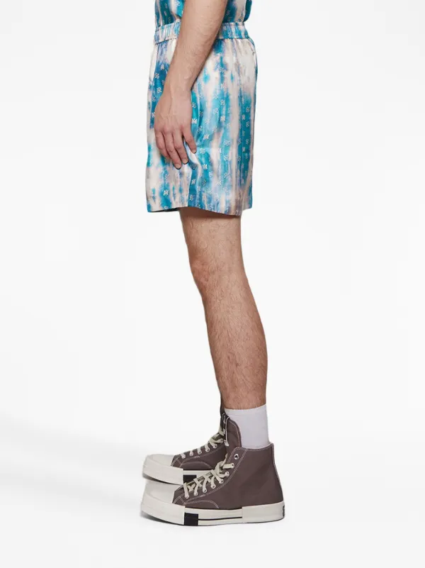AMIRI monogram-print elasticated-waist Shorts | Blue | FARFETCH