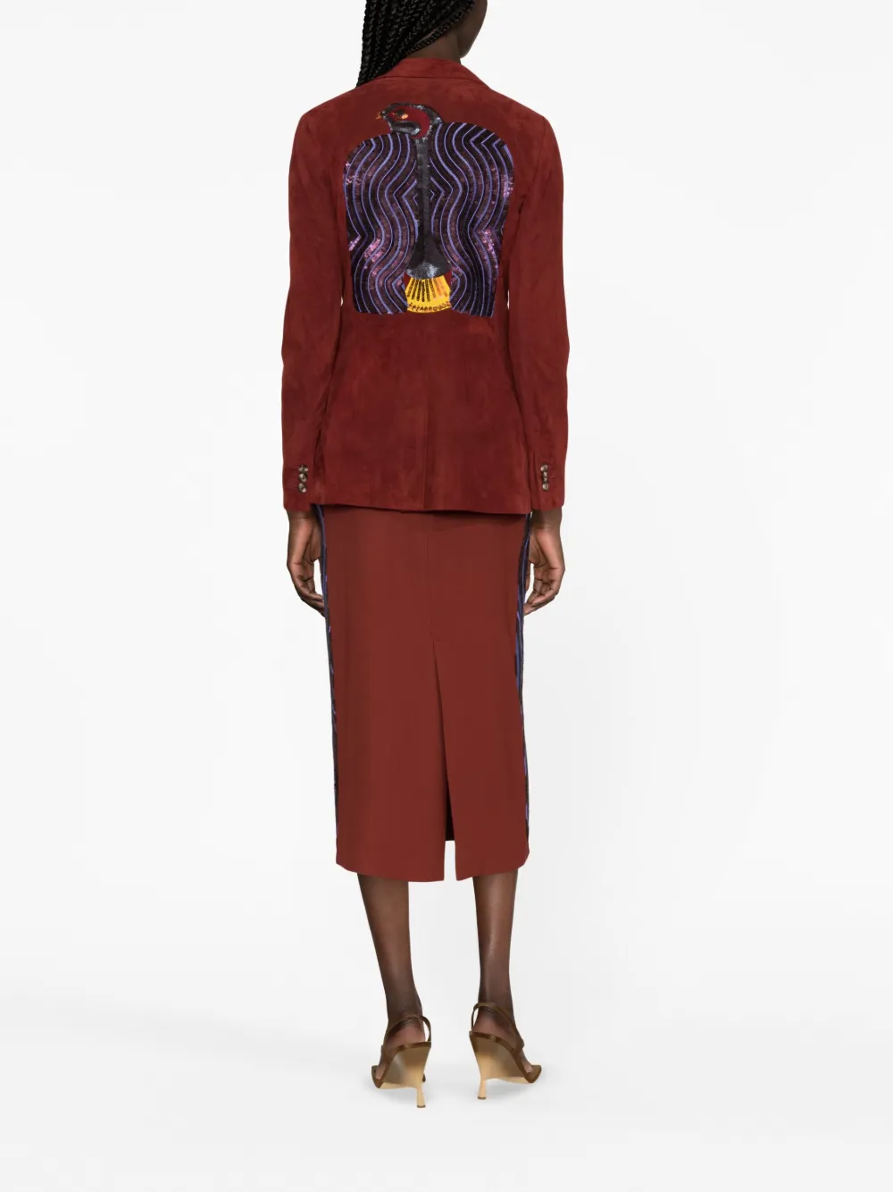 Paula Single-breasted Suede Blazer In Red
