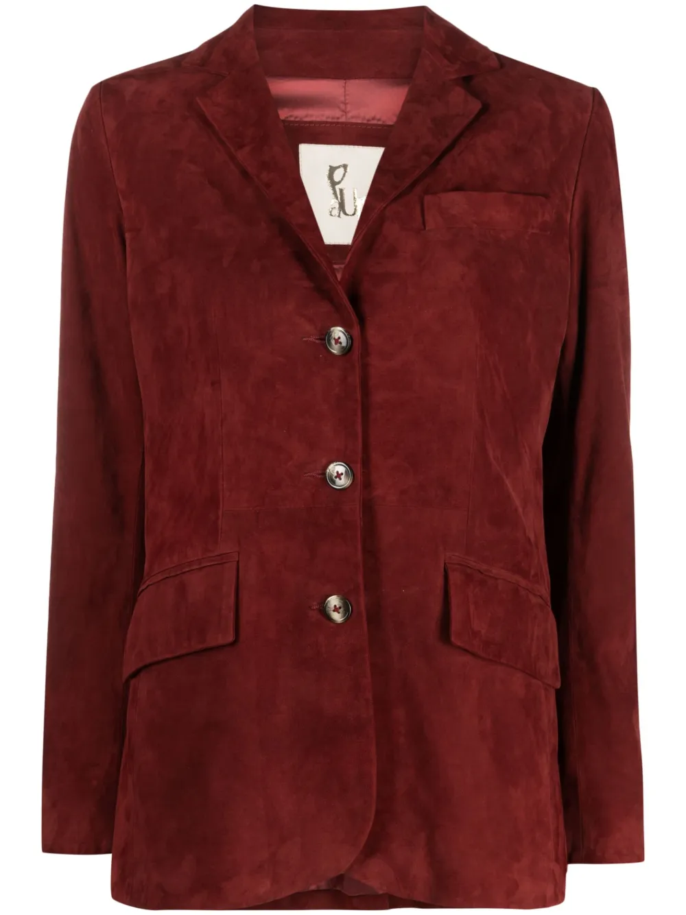 Paula Single-breasted Suede Blazer In Red