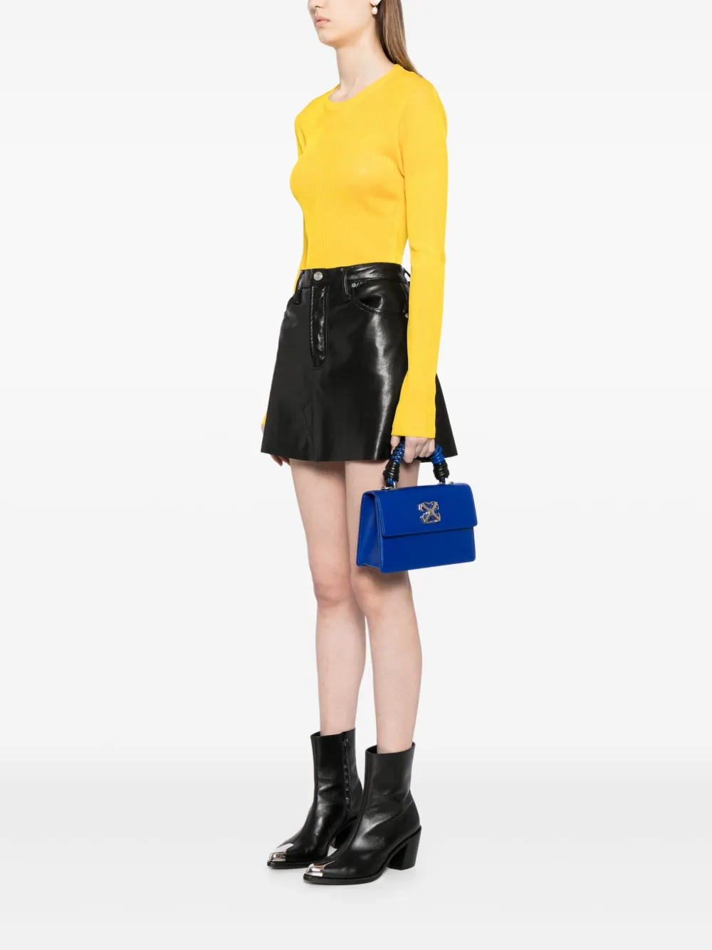 Off-White Jitney leren shopper - Blauw