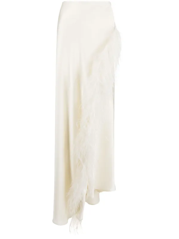 Lapointe FEATHER ASYMMETRICAL SKIRT in CREAM