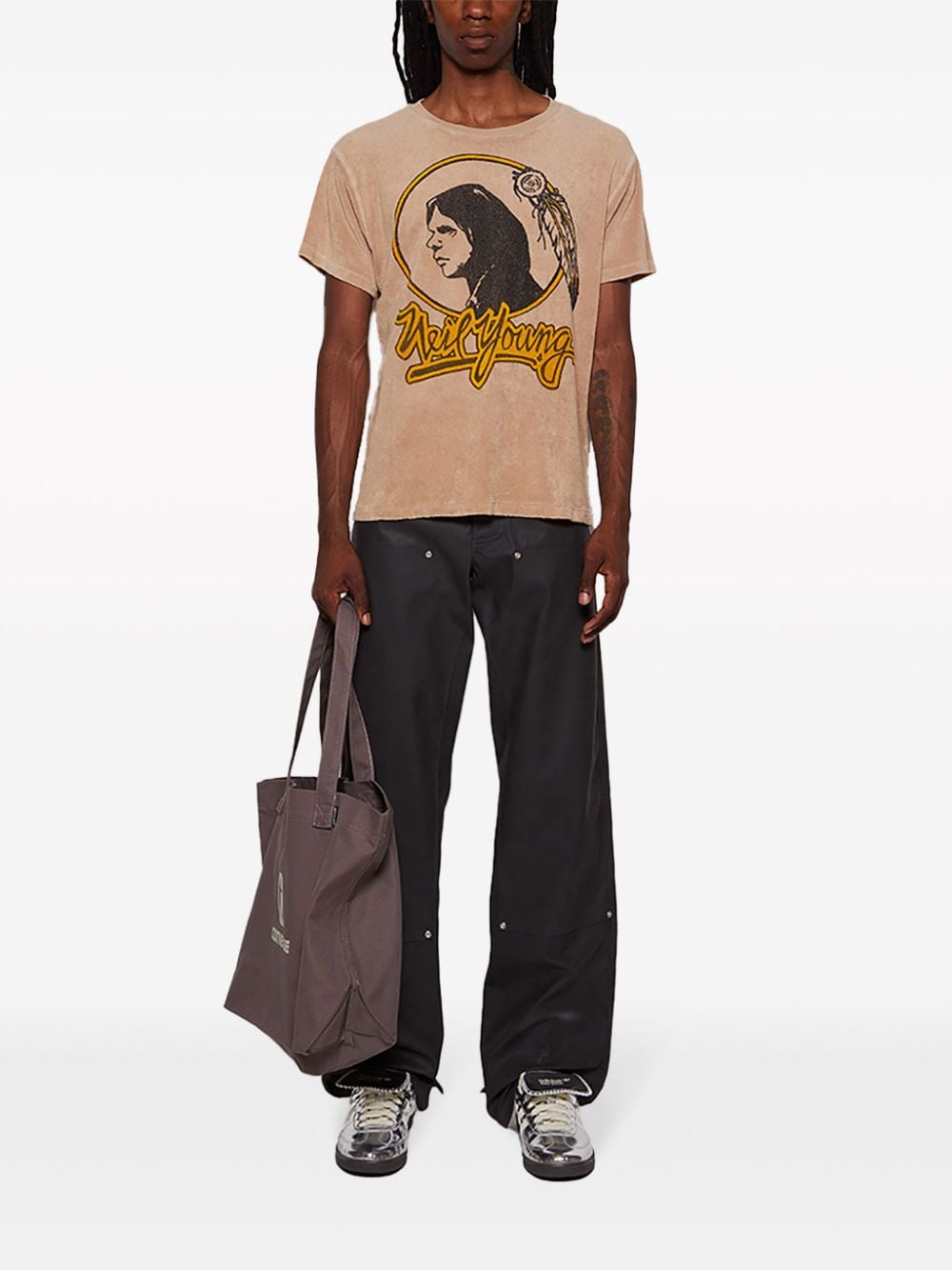 Shop Madeworn Neil Young Cotton T-shirt In Neutrals