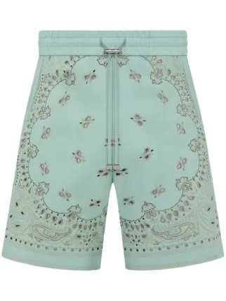 AMIRI バンダナプリント レザーショートパンツ | グリーン | FARFETCH JP
