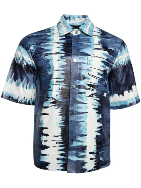 AMIRI tie-dye short-sleeve leather shirt 