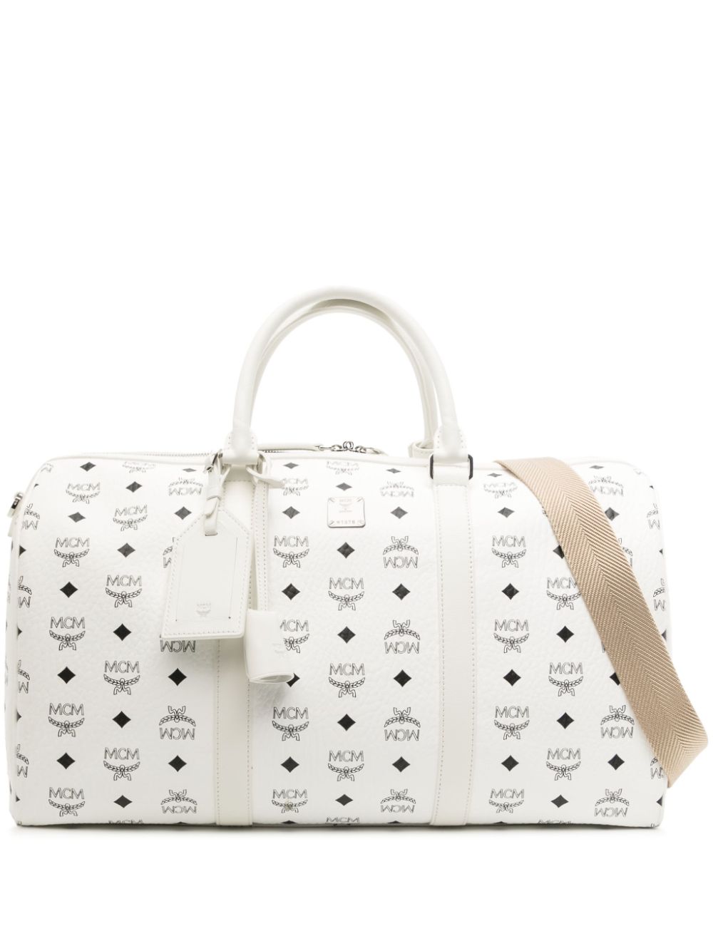 Shop Mcm Extra Large Ottomar Monogram-print Holdall In White