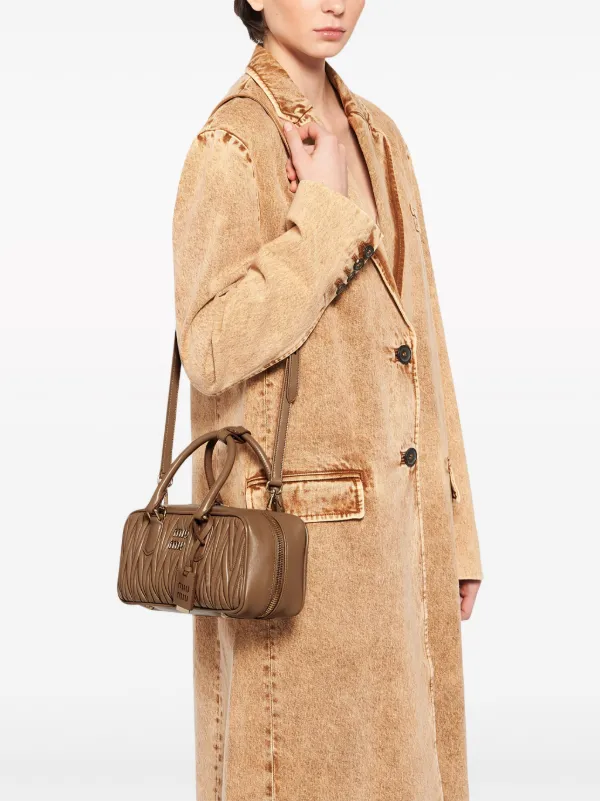 Miuブラウンレザーハンドバッグ miu ミュウミュウ MIUMIU ハンドバッグ レザー ブラウン